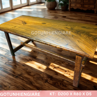 Bàn Gỗ Me Tây Bo Cạnh Tự Nhiên 2m x 80cm – Dày 5cm