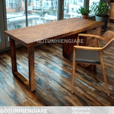 Bàn Ghế Làm Việc Gỗ Me Tây160 x 70cm Dày 5cm,Tủ 40x60cm